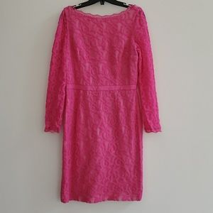 Long sleeve pink lace dress